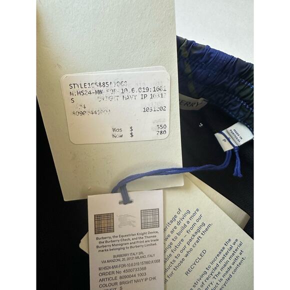 Burberry Men's Navy IP Check Boxer Swim Shorts S 8090044 Portugal NWT $550 - Picture 10 of 11